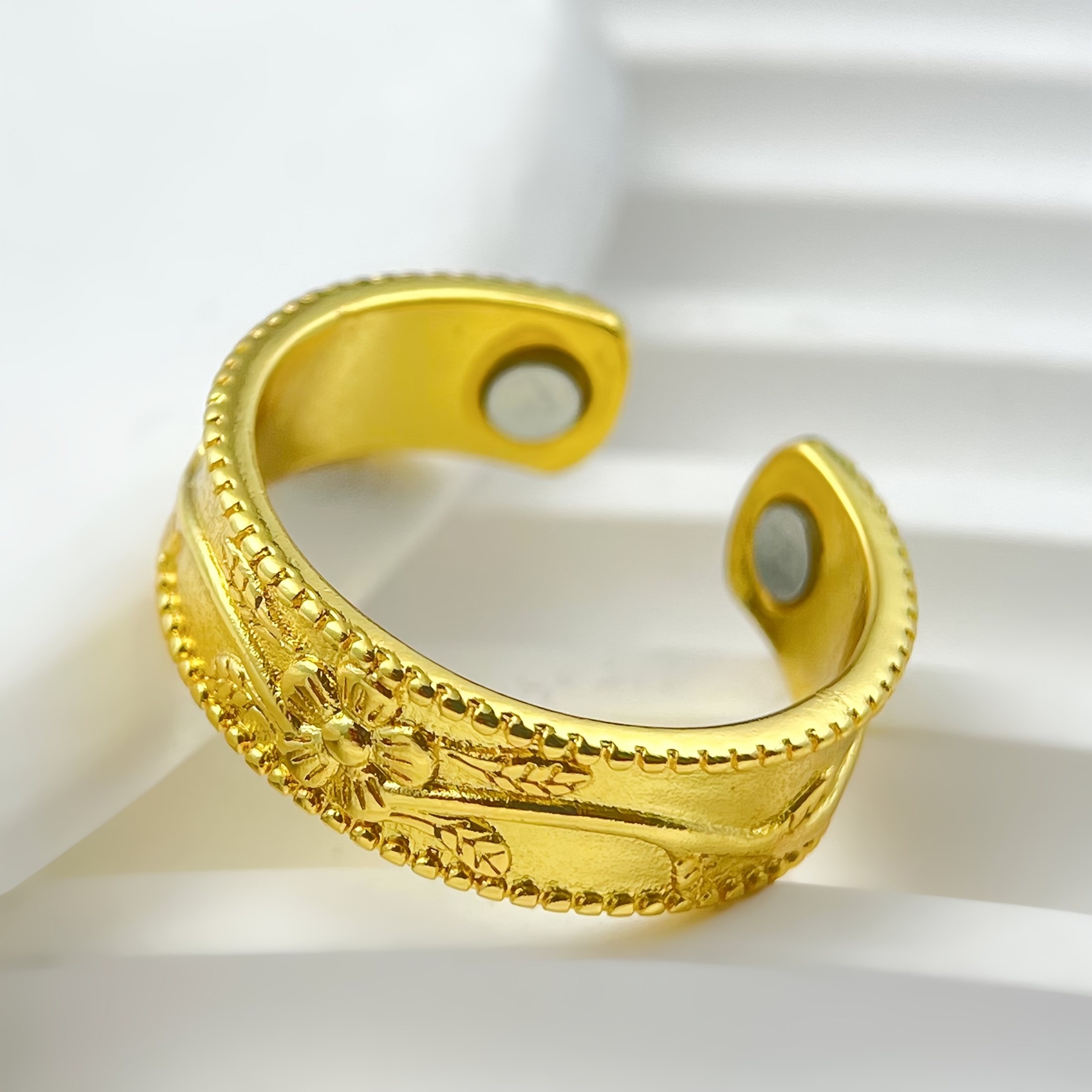 Adjustable Opening Ring Vintage Engraved Cildstone Unisex Couple Ring